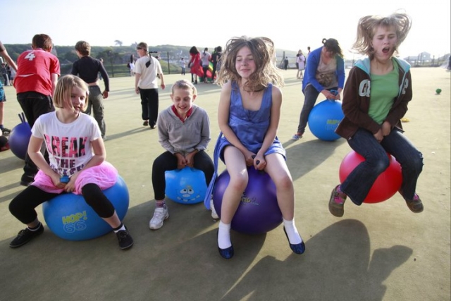 Girls enjoying evening activities